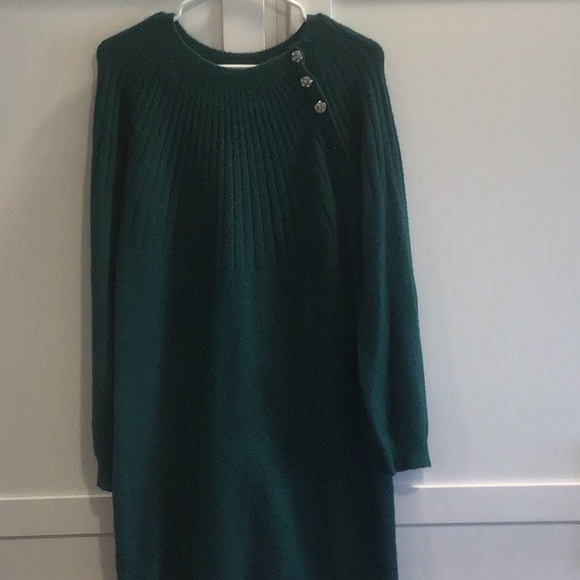 LOFT Glittery Green Sweater Dress - Picture 1 of 4
